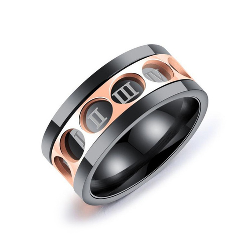 时尚转动不锈钢戒指十二罗马数字指环
